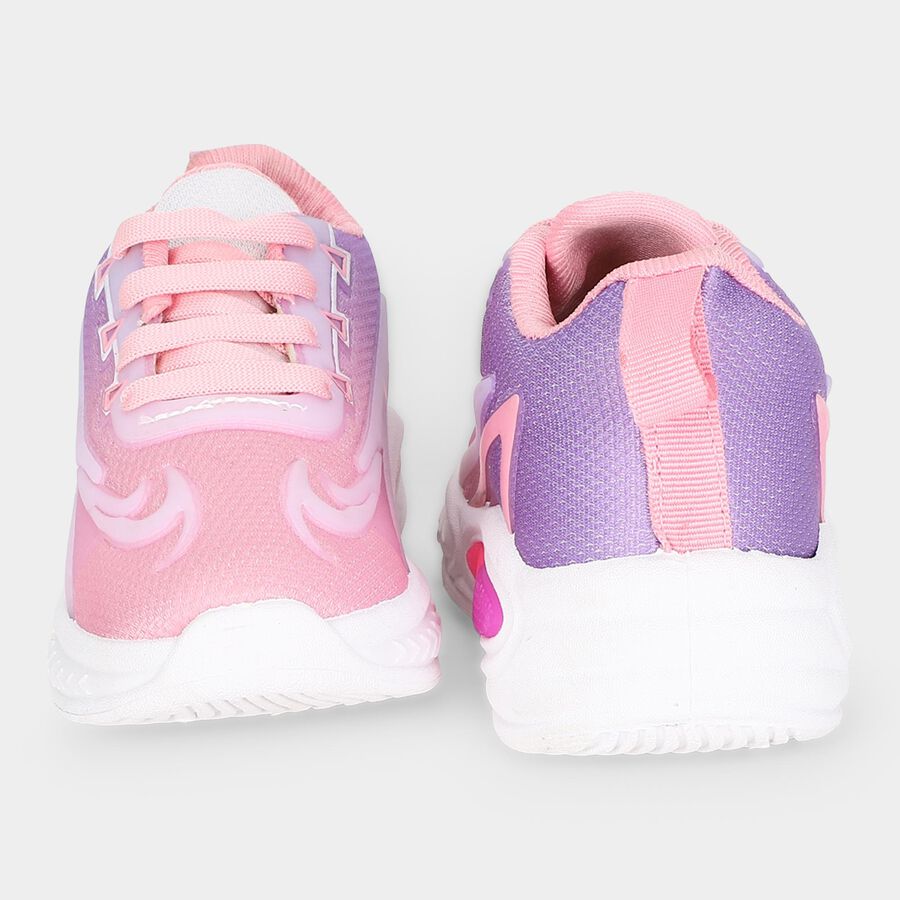 Girls Pink Lace-Up Sneakers, Pink, large