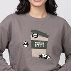 Women Grey Crew Neck Drop Shoulder Sweatshirt, गहरा ग्रे, small