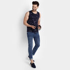 Printed Sleeveless T-Shirt, Navy Blue, small image number null