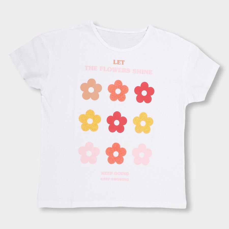 Girls' 100% Cotton T-Shirt , White, large image number null