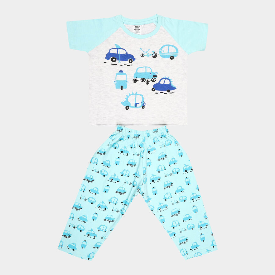 Boys Cotton Night Suit, मिश्रित हल्का ग्रे, large image number null