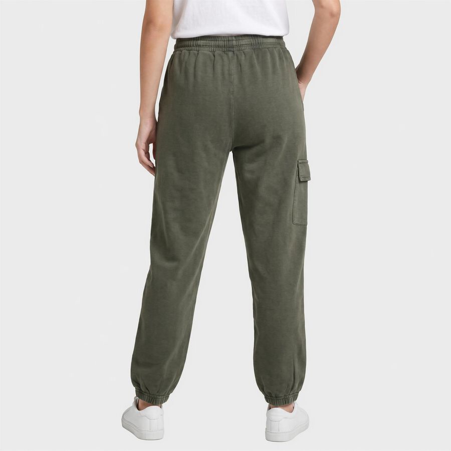Women's Olive Green Regular Fit Cargo Track Pants, ओलिव, large