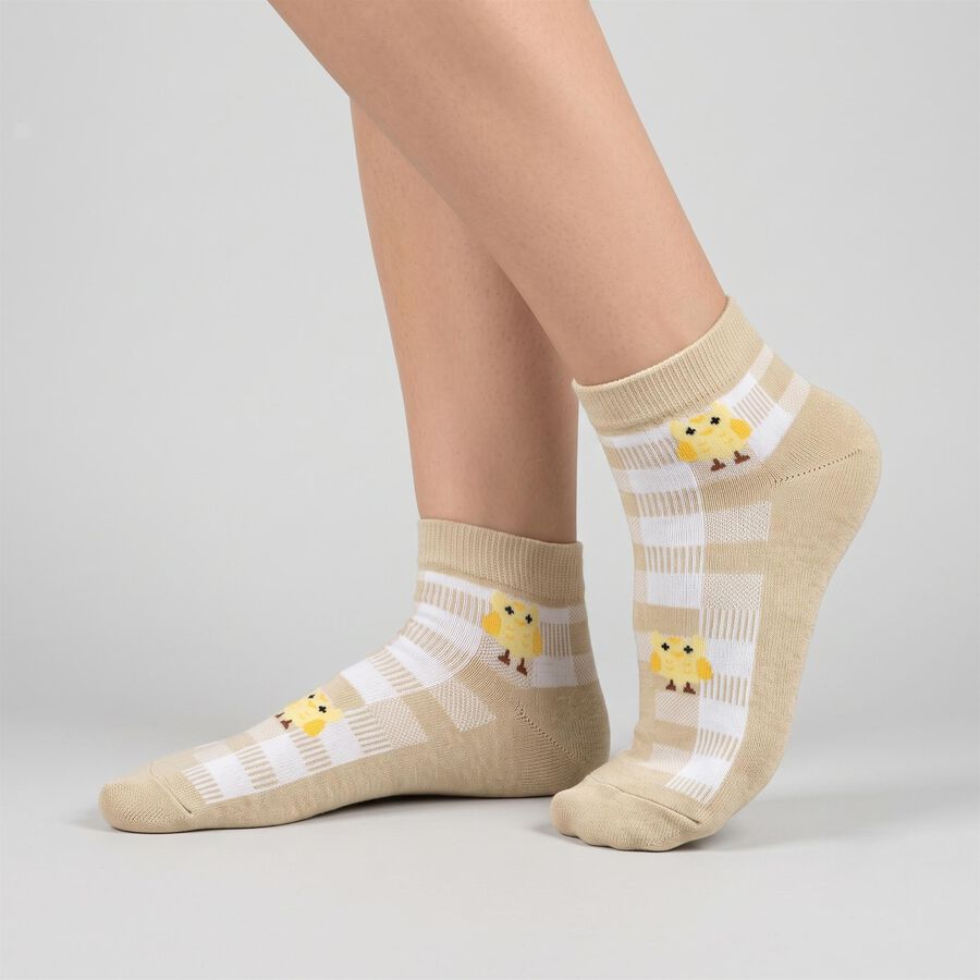 Women's Assorted Regular Fit Printed Pack of 3 Socks, चुनिंदा, large