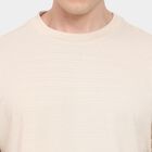 Men's Round Neck Half Sleeves T-Shirt, Beige, small