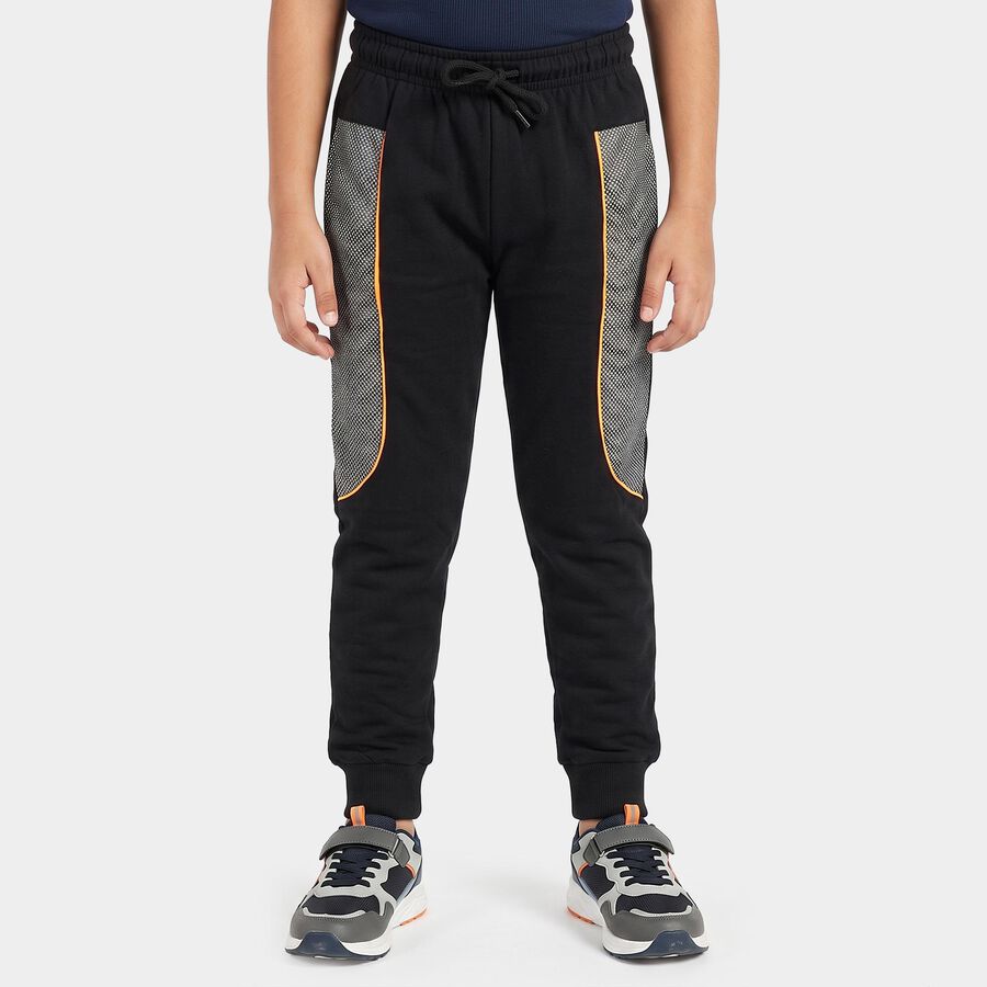Boys Black Jogger Fit Contrast Panel Pyjama, Black, large