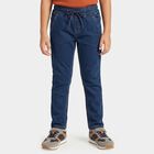 Boys' Navy Blue Slim Fit Drawstring Waist Jeans, Dark Blue, small