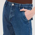 Men's Denim Blue Straight Fit Jeans, मध्यम नीला, small