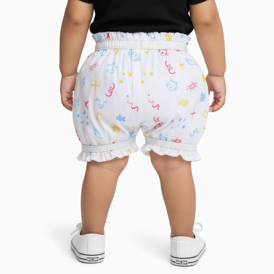 Infants Bright White Regular Fit Printed Bloomers, सफ़ेद, large image number null