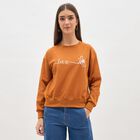 Women's Rust Orange Crew Neck Casual Sweatshirt, मस्टर्ड, small image number null