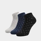 Women's Assorted Regular Fit Dotted Pack of 3 Socks, Assorted, small