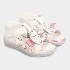Girls' Solid Sandals, White, small