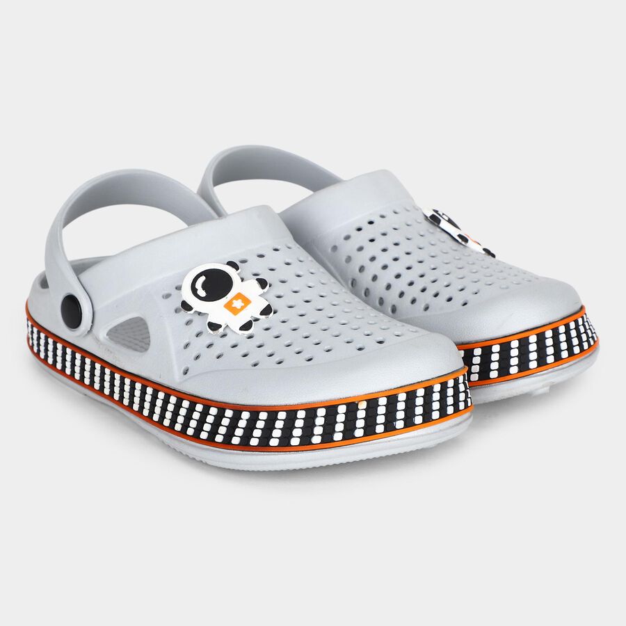 Boys' Grey Slingback Clog Sandals, ग्रे, large