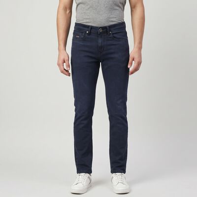 Men's Dark Grey Slim Fit Washed Jeans