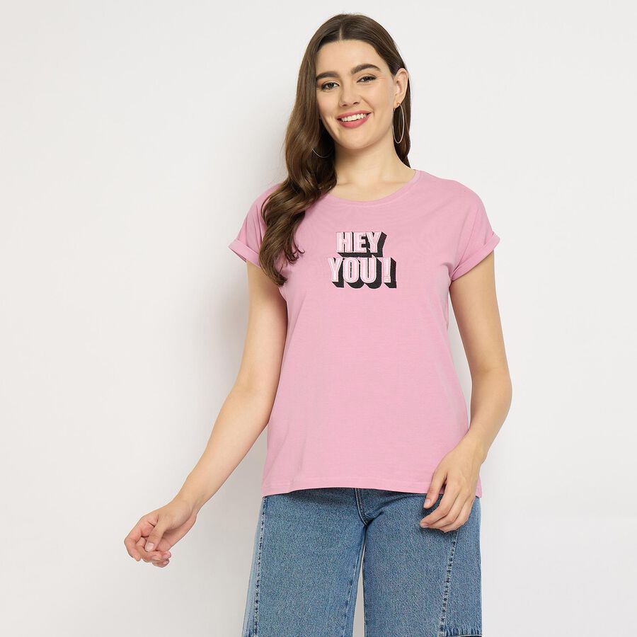 Ladies' Round Neck T-Shirt, Pink, large image number null