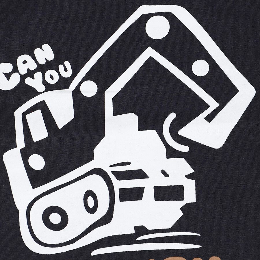 Infants' Grey 100% Cotton Round Neck Graphic Printed Baba Suit, Charcoal, large