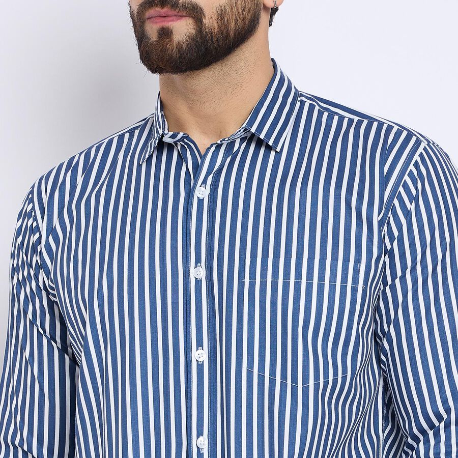 Men's 100% Cotton Casual Shirt , Navy Blue, large image number null