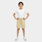 Boys Beige Regular Fit Textured Bermuda Shorts, Beige, small