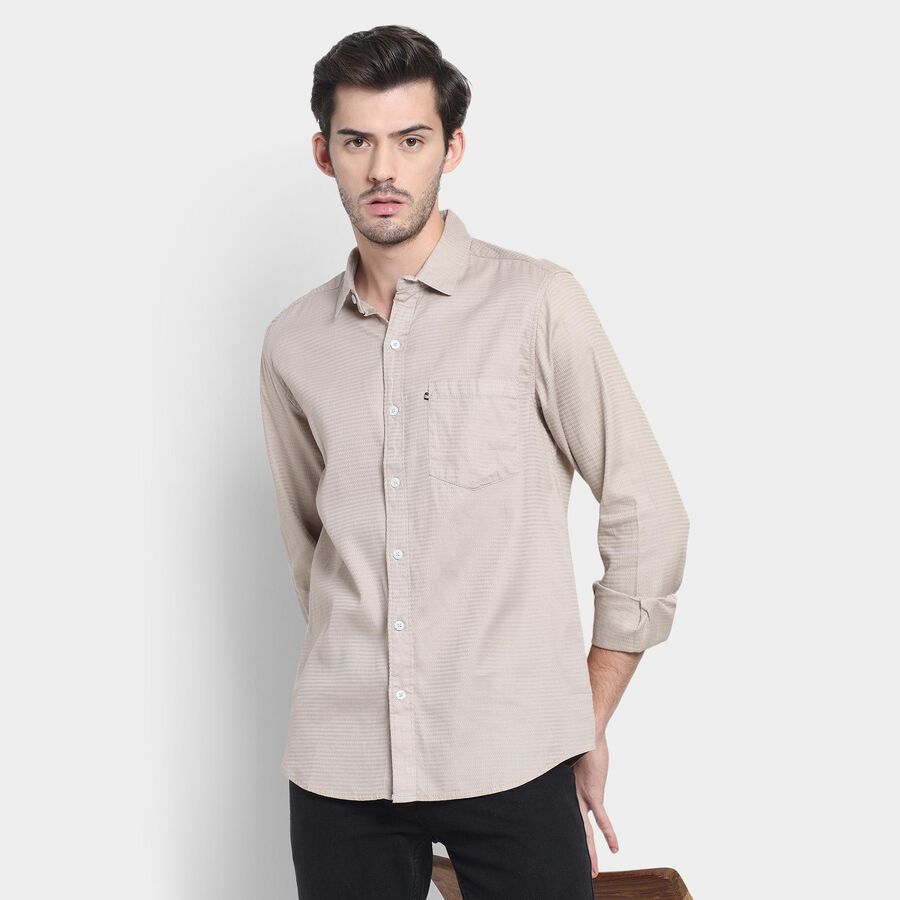 Men's 100% Cotton Casual Shirt , Khaki, large image number null