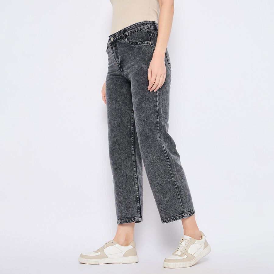 Ladies' 100% Cotton Jeans , गहरा ग्रे, large image number null