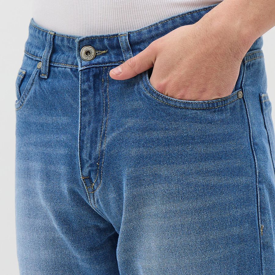 Men's 100% Cotton Jeans, मध्यम नीला, large image number null