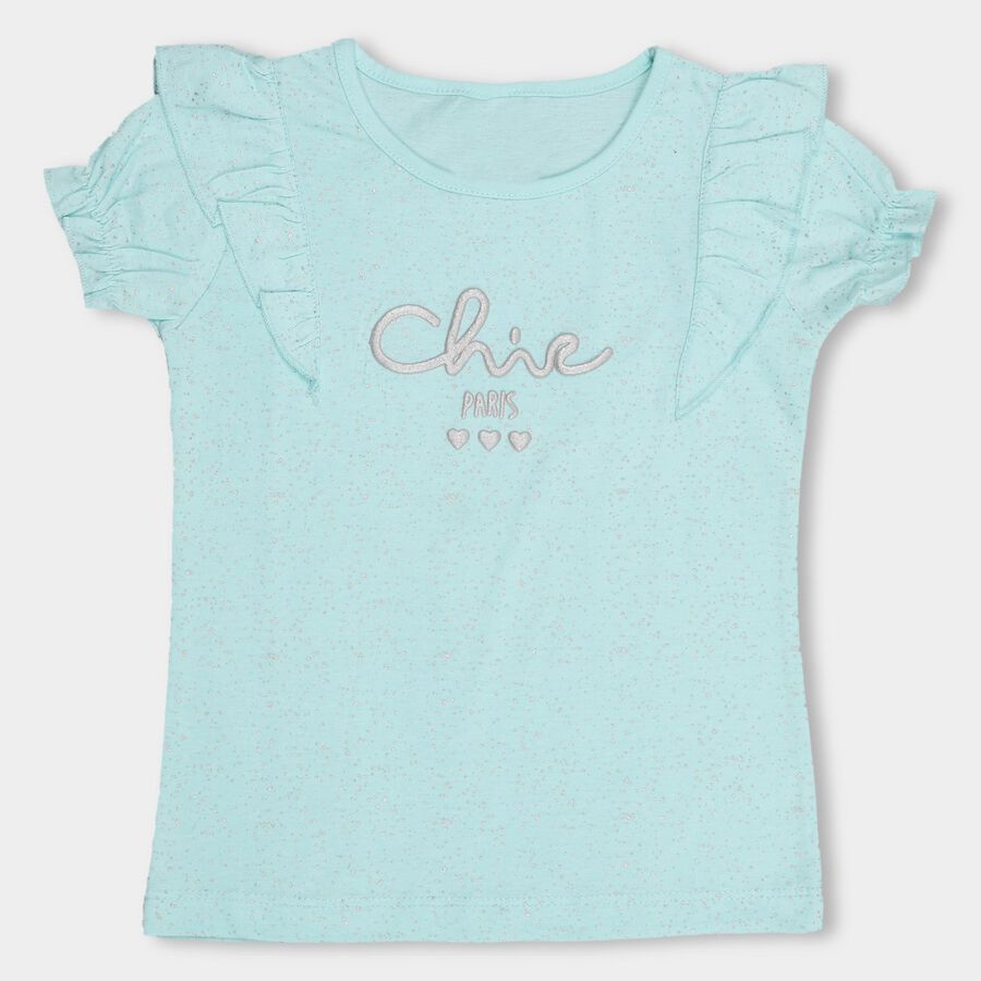 Girls' 100% Cotton T-Shirt, एक्वा, large image number null