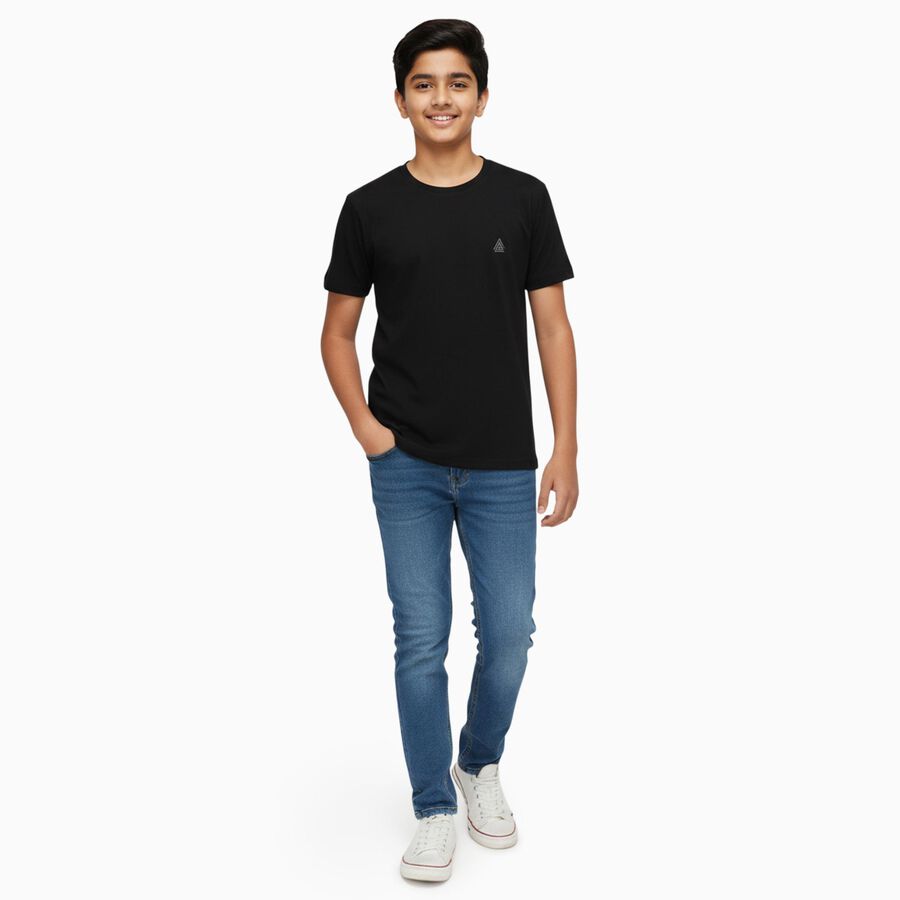 Boys' Half Sleeves T-Shirt, Black, large image number null