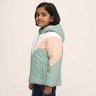 Girls Light Mint Green Hooded Casual Jacket, Light Green, small image number null