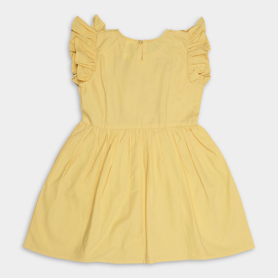 Girls' 100% Cotton Frock, पीला, large