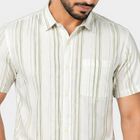 Men's Olive Green Cotton Collar Regular Fit Casual Shirt, Olive, small