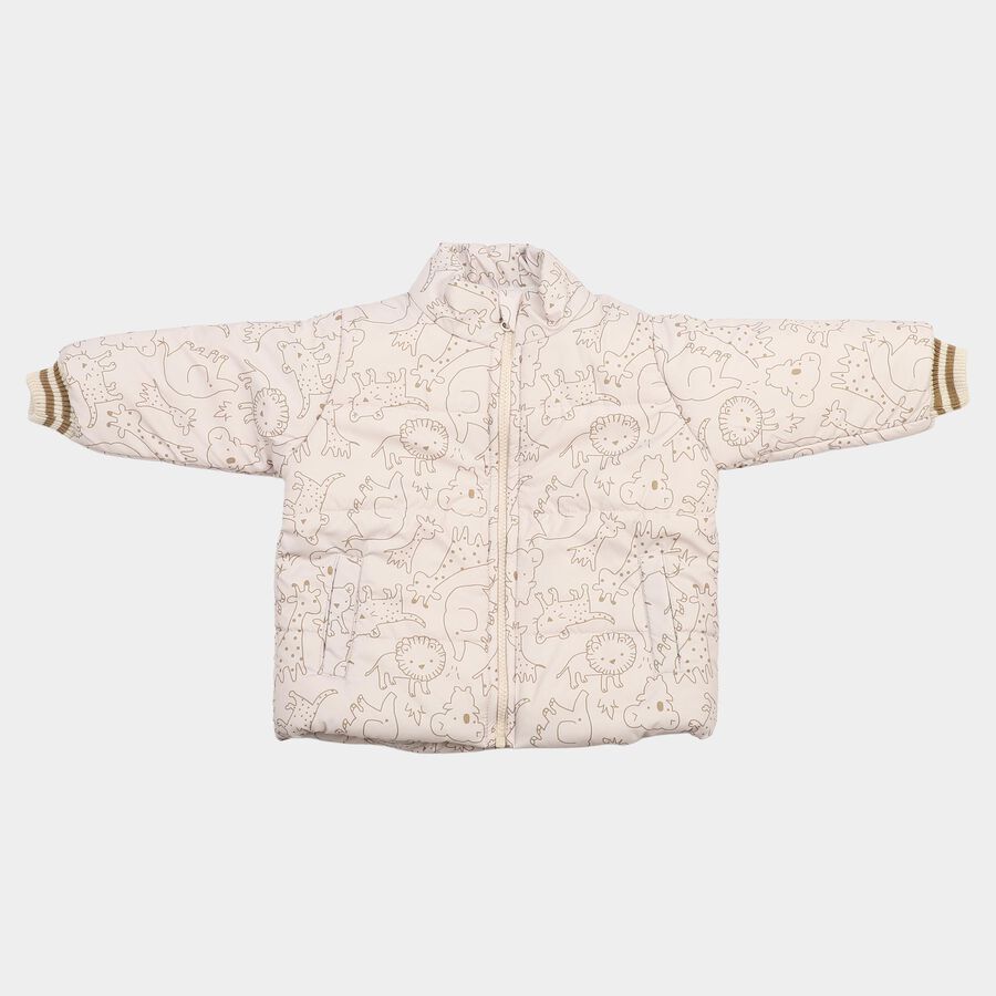 Infants' Beige Stand Collar Puffer Jacket, गहरा पीला, large