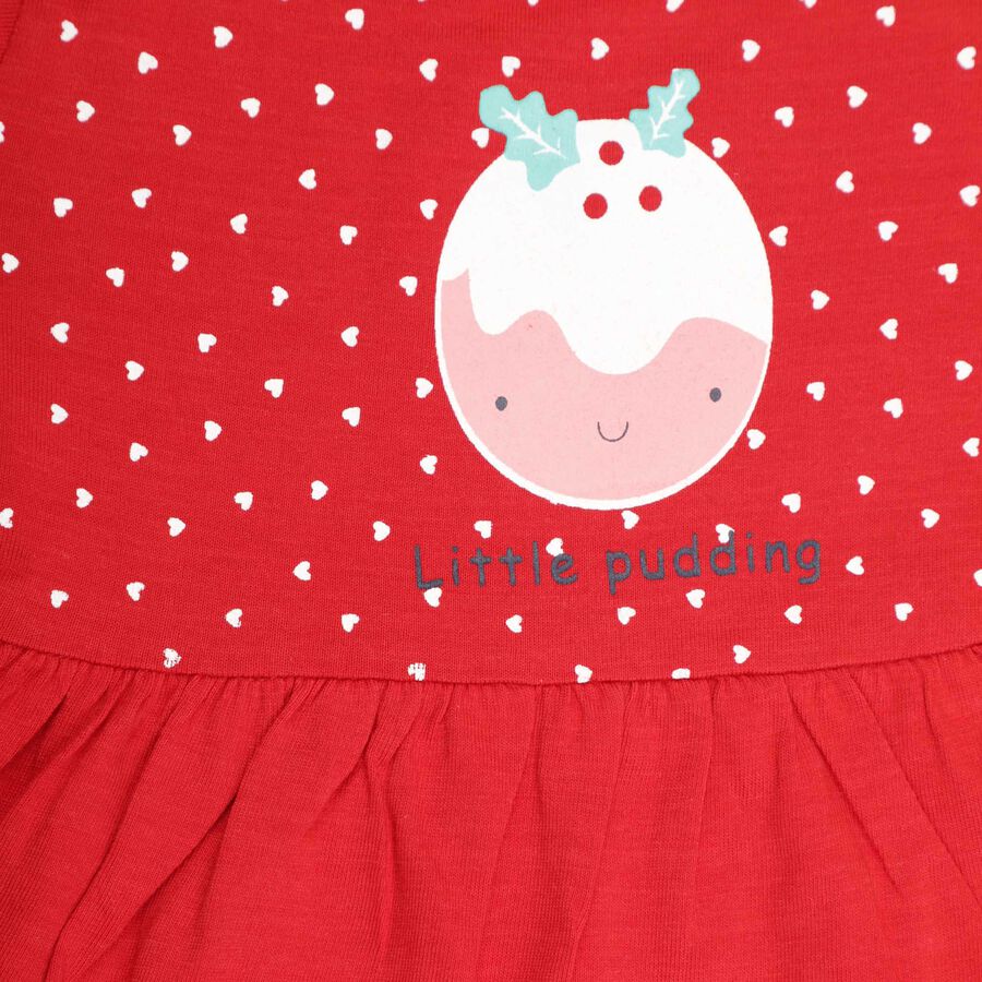 Infants Cotton Frock, Red, large image number null
