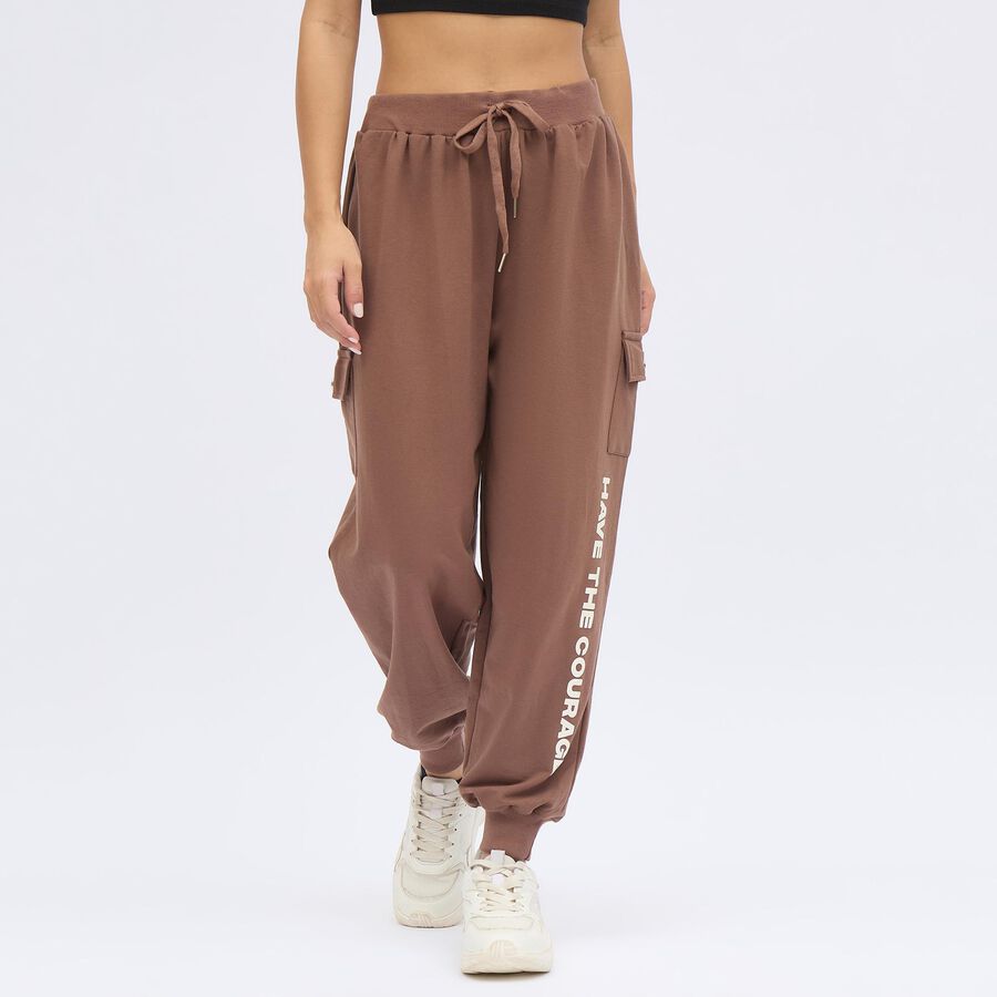 Women's Muted Brown Regular Fit Jogger Track Pants, Brown, large image number null