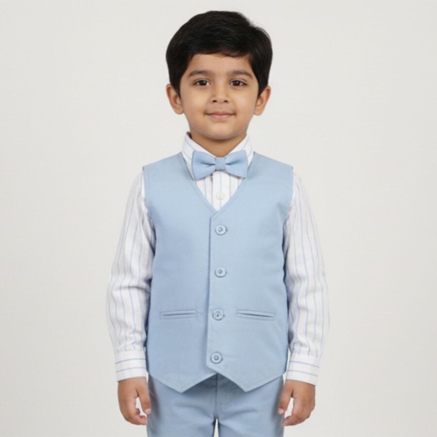 Boys' 100% Cotton Casual Shirt, Light Blue, large image number null