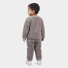 Infants' Grey Round Neck Bear Appliqu&eacute; Baba Suit, हल्का ग्रे, small