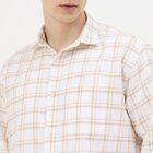 Men's Beige Cotton Spread Collar Casual Shirt, गहरा पीला, small