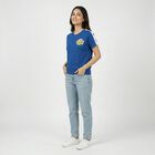 Women's Blue Round Neck Casual T-Shirt, Blue, small