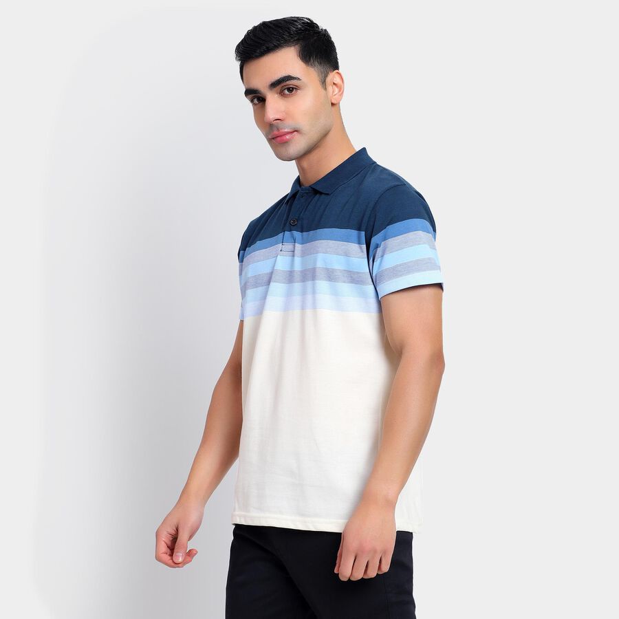 Men's Collared Half Sleeves T-Shirt , Mid Blue, large image number null