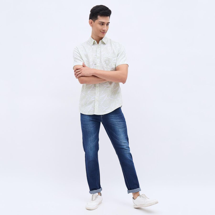 Men's Light Sage Green Cotton Regular Collar Casual Shirt, Light Green, large image number null