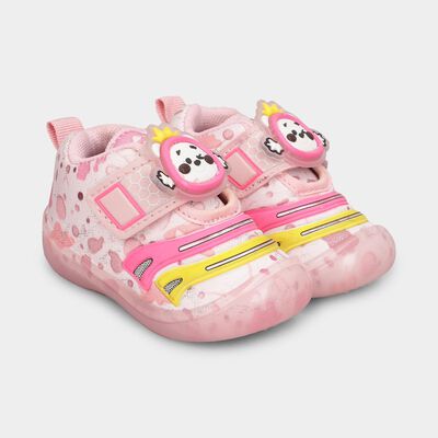 Girls Bright Bubblegum Pink Velcro Strap Casual Shoes