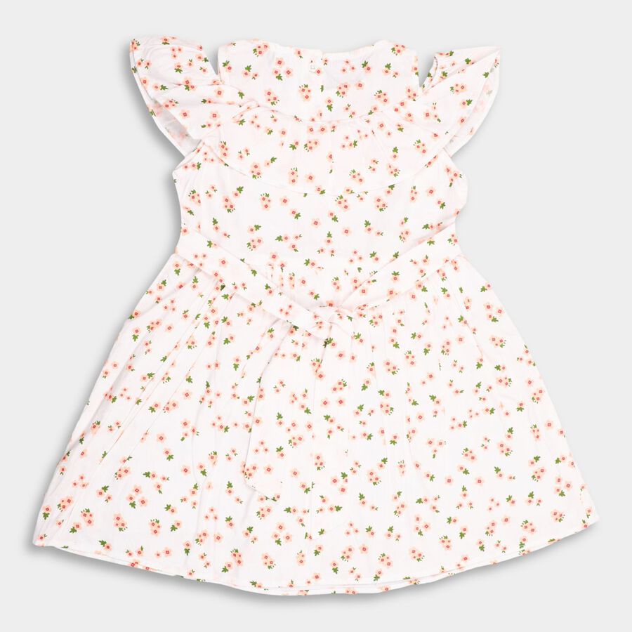 Girl's 100% Cotton Frock , Off White, large image number null