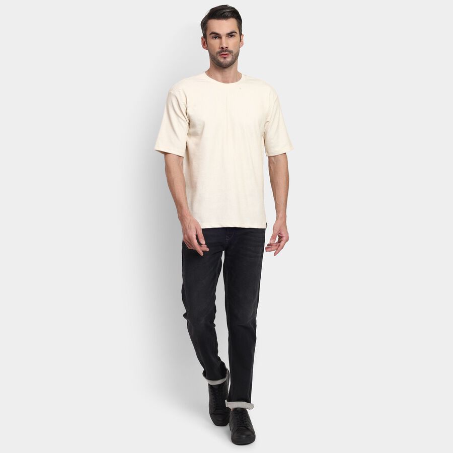 Men's Round Neck Half Sleeves T-Shirt , Off White, large image number null