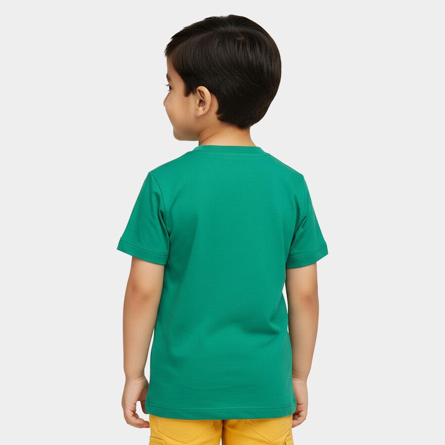 Boys' Half Sleeves T-Shirt, हल्का हरा, large