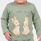 Infants Green Cotton Round Neck Lounge Set Hipster Set, हल्का हरा, small