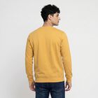 Men's Mustard Crew Neck Graphic Print Pullover Sweatshirt, Mustard, small