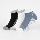 Men's Regular Fit Striped Pack of 3 Socks ( Black, White, Blue ), Mid Blue, small