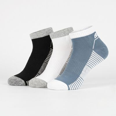 Men's Regular Fit Striped Pack of 3 Socks ( Black, White, Blue )