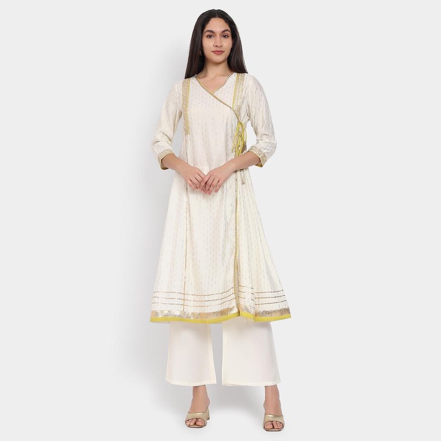 Ladies' Kurta Pyjama Set with Dupatta, Off White, large image number null