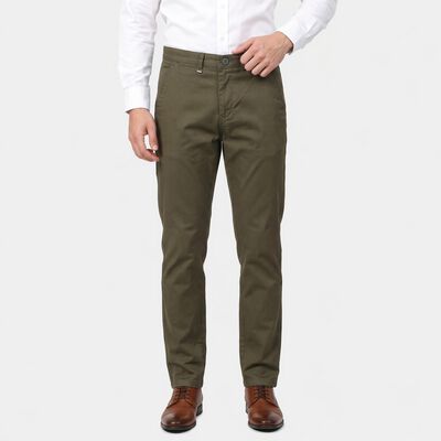 Men's Olive Green Slim Fit Chino Trousers