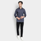 Cut Away Collar Party Wear Shirt, Navy Blue, small image number null