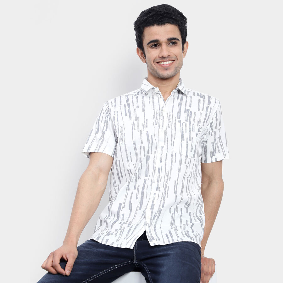 Cotton Printed Casual Shirt, White, large image number null